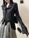 Dark Whisper Asymmetric Woven Top