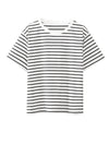 Line-Pattern Heat-Wave Short Sleeve Knitted T-Shirt