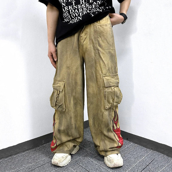 Flame Print Batik Street Pants alternatif görünüm