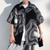 Mens Ice Silk Retro Print Relaxed Top