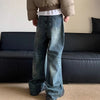 Classic Seoul Letter Printed Bell Leg Denim