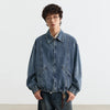 Western Zip Fold-Down Collar Denim Jacket