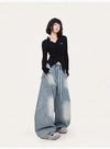 Blue Jazz Frayed Denim Long Denim