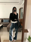 Durable 2000s Blue Mosaic Sleek Urban Beat Denim