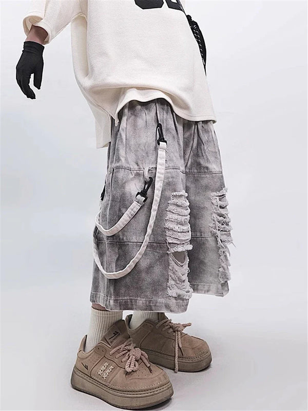 Heritage Metro Torn Hole Denim Shorts alternatif görünüm