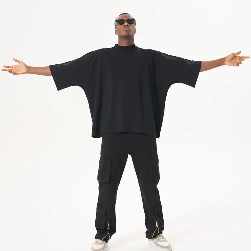 Hop Hip Cropped Boxy Black T-Shirt