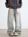 Vintage Yırtık Detaylı Baggy Jean Pantolon, kombin görünüm — Navra Wear