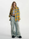 Tartan Contrast Lapel Statement Shirt