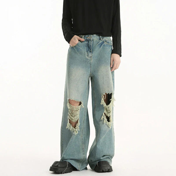 Faded Broken Hole Classic Leg Denim