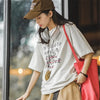 Time-Worn Letter Print Wide-Body Designed T-Shirt