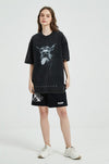 Aged Doberman Designed Stone-Rinsed Black T-Shirt