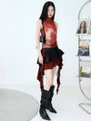 Strong-Graphic Red Mesh Print Tank T-Shirt
