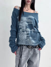 Sweet Grit-Style Collar Printing Long Sleeve T-Shirt