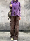 Brown Slim Bell Utility Denim
