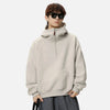 Heavyweight Ribbed Solid Half-Zip Sweatshirt