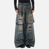 Durable Torn Fake Two Piece Bell Leg Denim