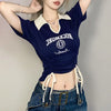 Women Slim Fit Letter Visual Short Sleeve T-Shirt