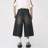 2000s Heritage Black Wide Leg Denim Shorts