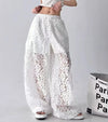 Lace Cutwork Wide-Leg