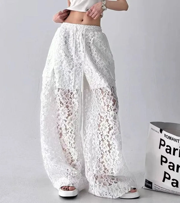 Lace Cutwork Wide-Leg alternatif görünüm