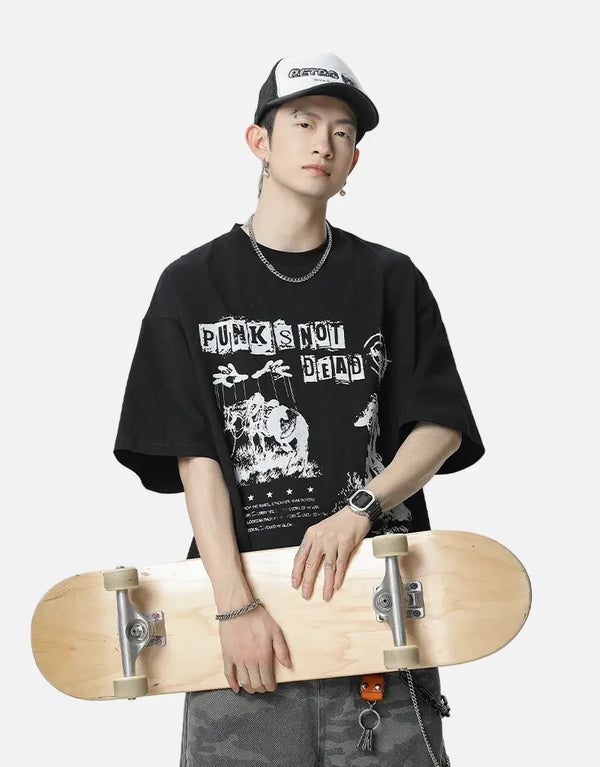 Turn-Of-Era Artwork Oversized Cotton T-Shirt alternatif görünüm
