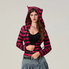 Crimson Stripe Zip Vintage Top