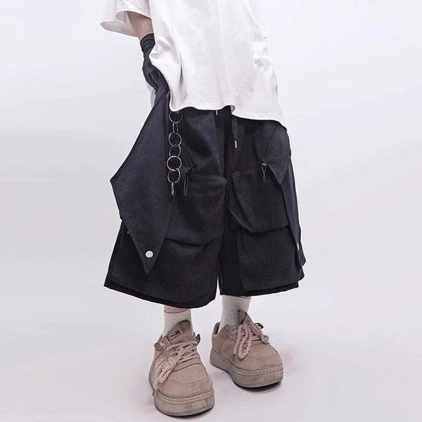 Men Mosaic Relaxed Summer Casual Denim Shorts alternatif görünüm