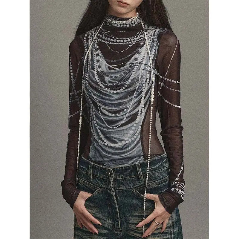 Elegant Stars-Spangled Sundaze Imprinted Gauze T-Shirt