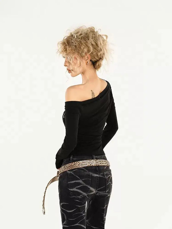 Yedinas Visual Black Long Sleeve T-Shirt alternatif görünüm
