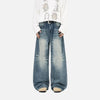 Elevated Cracked Rinse Easy Cut Bell Leg Denim