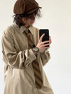 Broad Stripe Oversize Button-Front Top