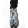 Heritage Blue Torn Bell Leg Denim
