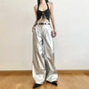 Silver Hip-Hop Leather Trousers