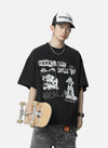 Turn-Of-Era Artwork Oversized Cotton T-Shirt