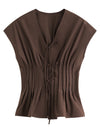 Bow-Tie V-Neck Contemporary Blouse