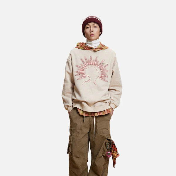 Stud Print Fall Street Sweatshirt alternatif görünüm