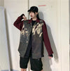Crimson Oversized Retro Woven Top