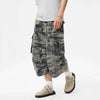 Heavy-Duty Woodland Field Relaxed Wide Leg Denim Shorts