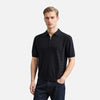 Lightweight Line-Pattern Sport-Collar Laid-Back T-Shirt