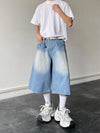 Metro Relaxed Wide Leg Blue Wash Denim Shorts