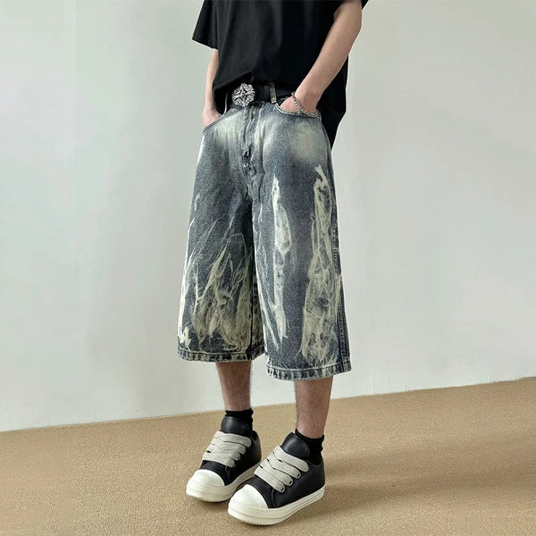 Blaze Print Denim Shorts alternatif görünüm