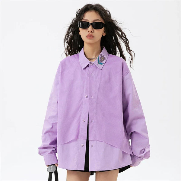 Violet Rose Print Womens Woven Top alternatif görünüm