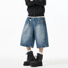 Lightning Pattern Easy Cut Casual Denim Shorts