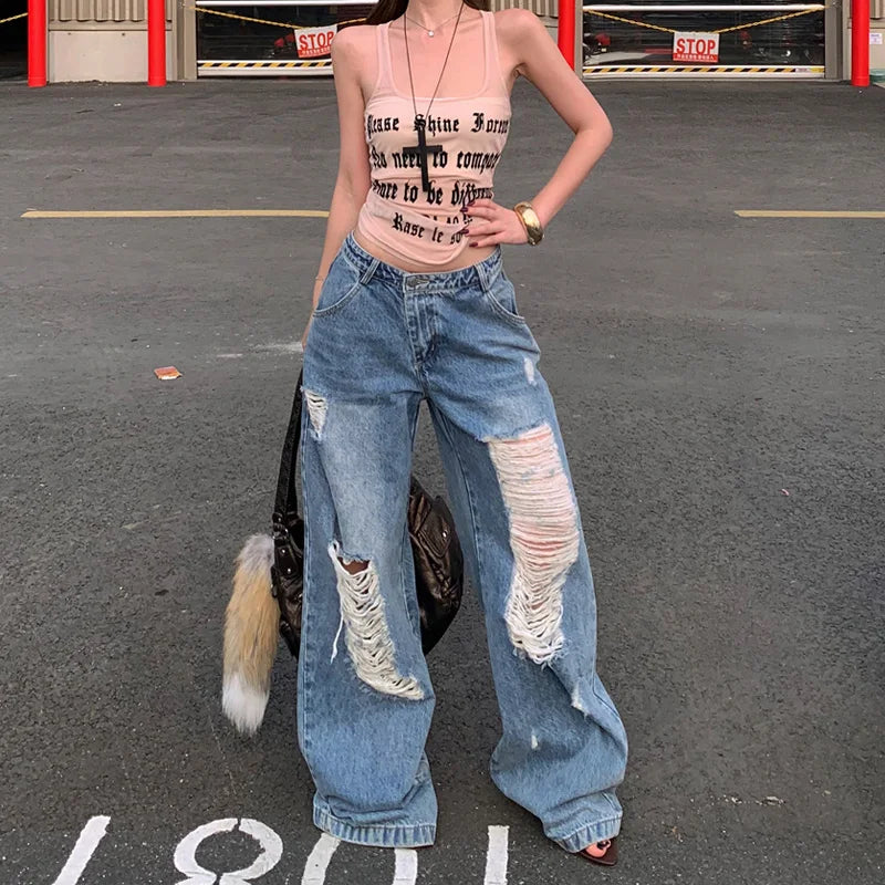 Women Essential Relaxed Classic Torn Denim