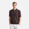 Lightweight Line-Pattern Sport-Collar Laid-Back T-Shirt