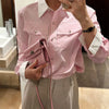 Spring Stripe Casual Chic Long Blouse