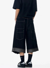 Metro 2000s Black Seoul Style Dark Denim Shorts