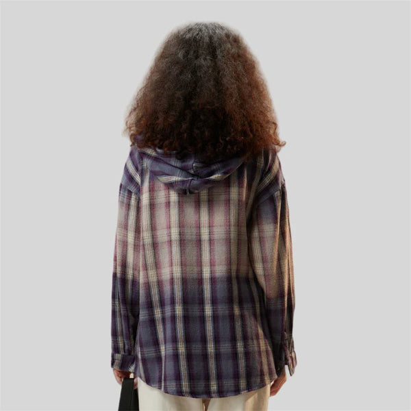 Premium Plaid Hood Oversized Blouse alternatif görünüm