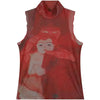 Strong-Graphic Red Mesh Print Tank T-Shirt