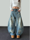 Women Heritage Blue Paint Paint Wide Denim